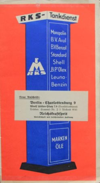 Reichskraftsprit Tankdienst Roadmap Berlin 1934 (9263)